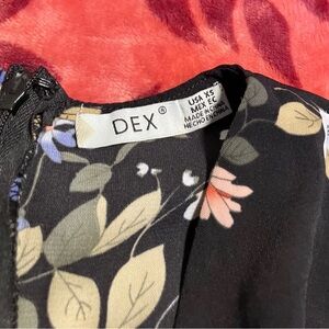 Dex Black Floral Top with Cream and Pink Accents